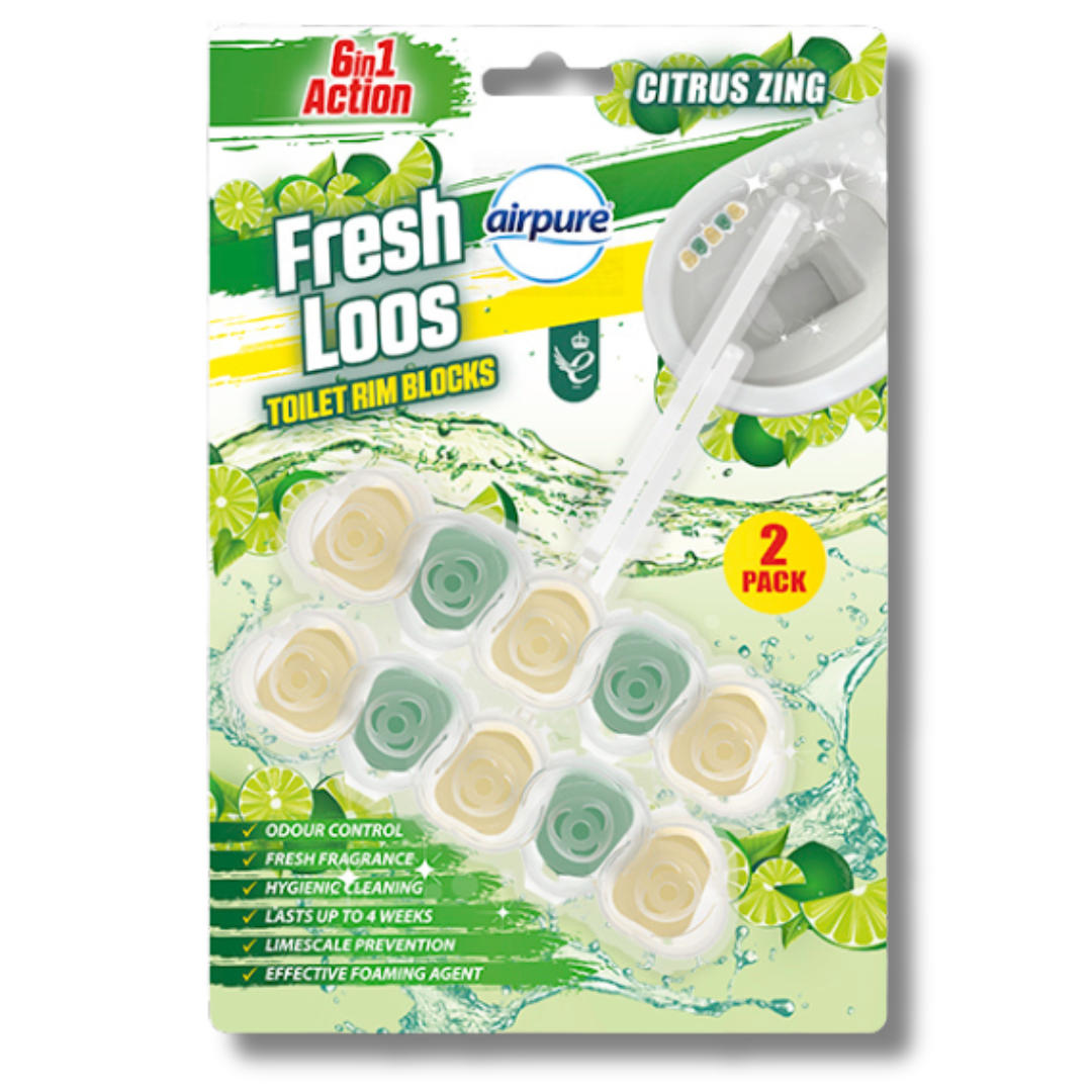 Airpure Fresh Loos 6in1 Toilet Rim Block 2pk Div.Typer