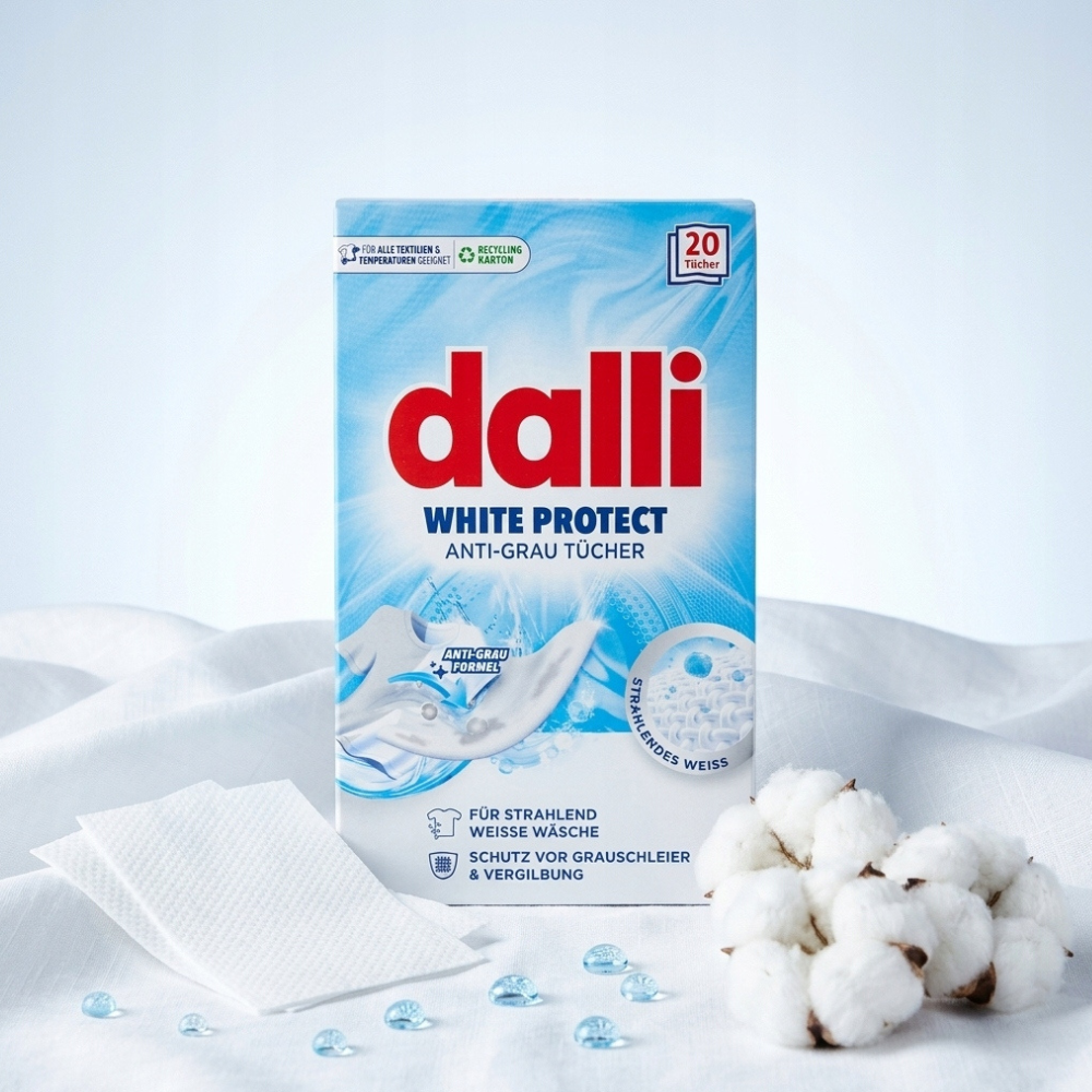 Dalli Black Protect Fargefangende Vaskeark for Hvitt Tøy 20 stk