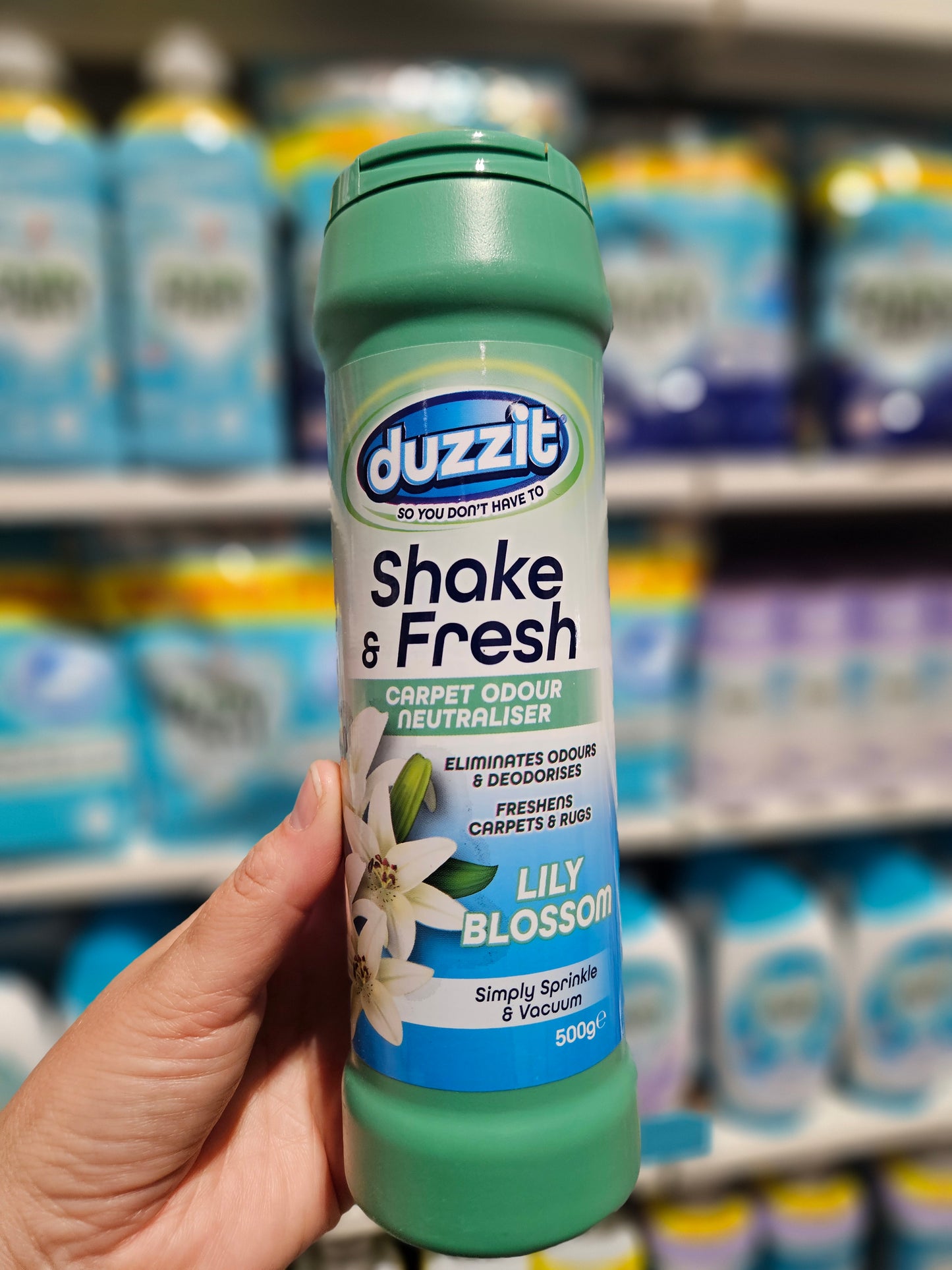 Duzzit Shake & Fresh Carpet Odour Neutraliser Lily Blossom 500g