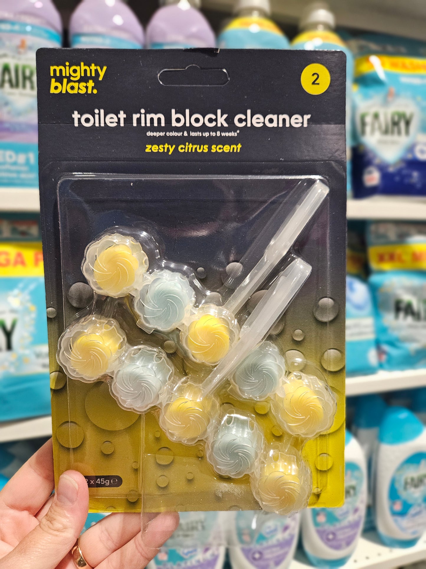 Mighty Blast Toilet Rim Block Cleaner Zesty Citrus 2x45g