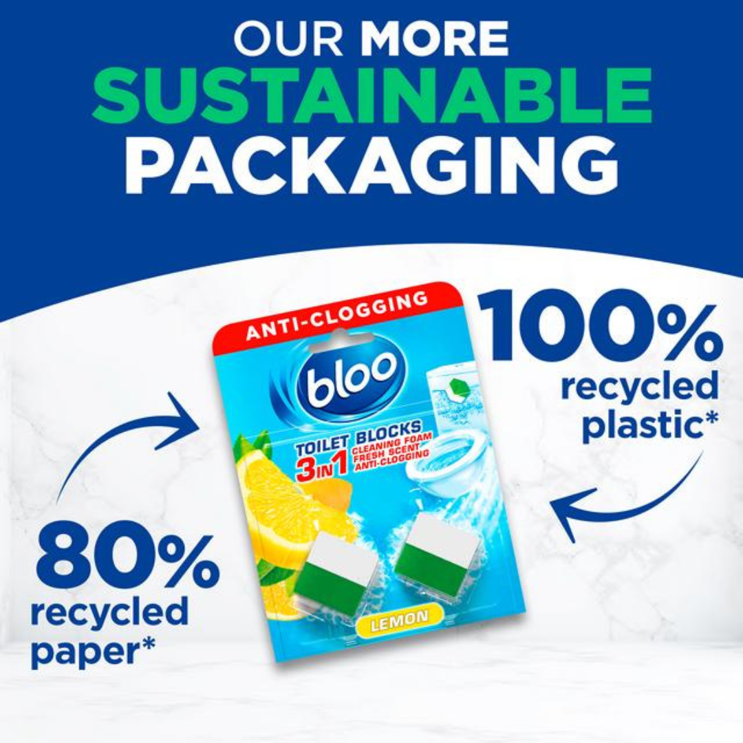 Bloo 3in1 Toilet Cistern Blocks Lemon 2x50g