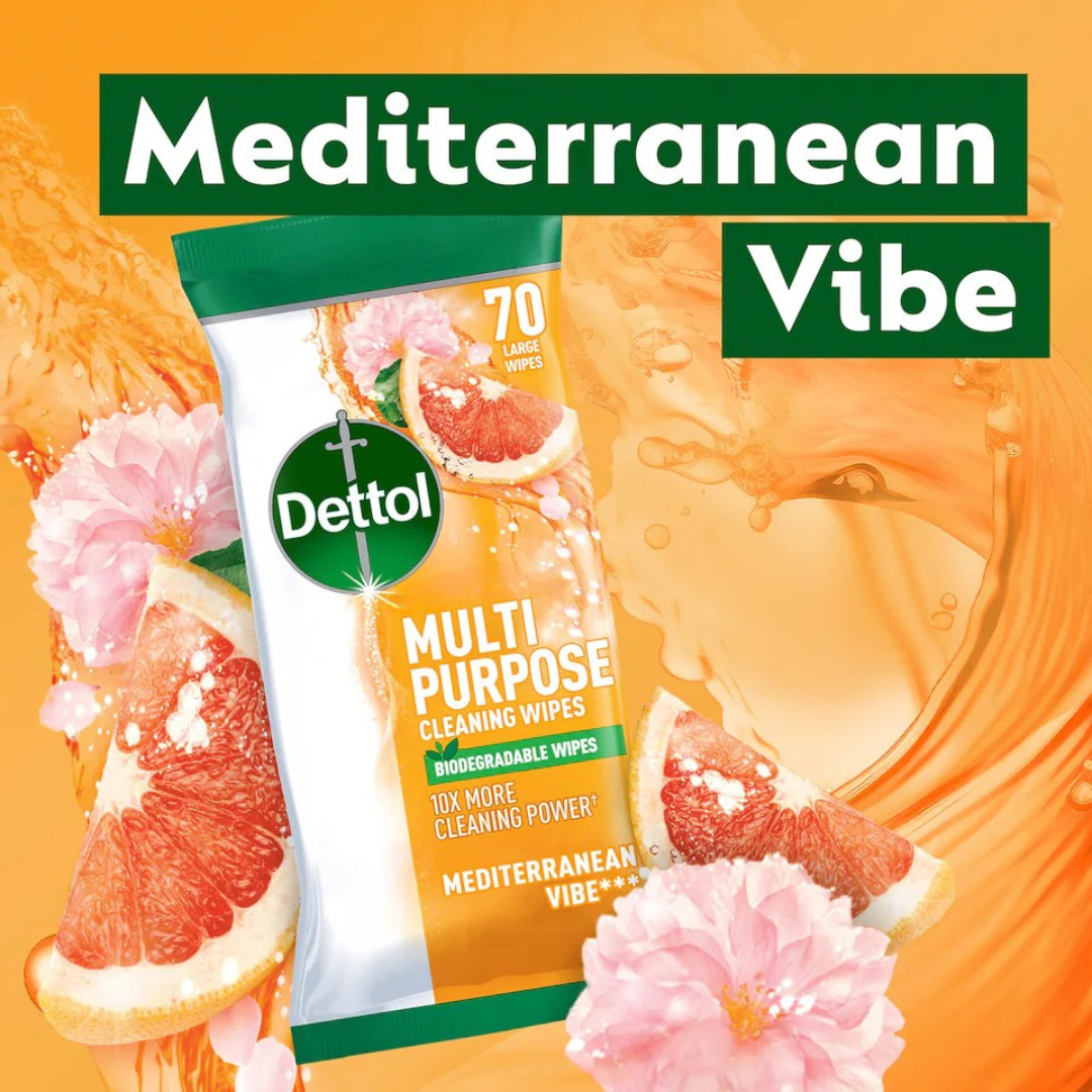 Dettol Multipurpose Wipes Mediterranean Vibe 70pk