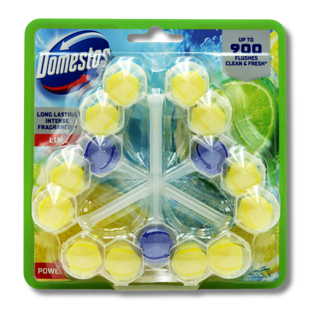 Domestos Power 5 Toilet Block Lime 3pk