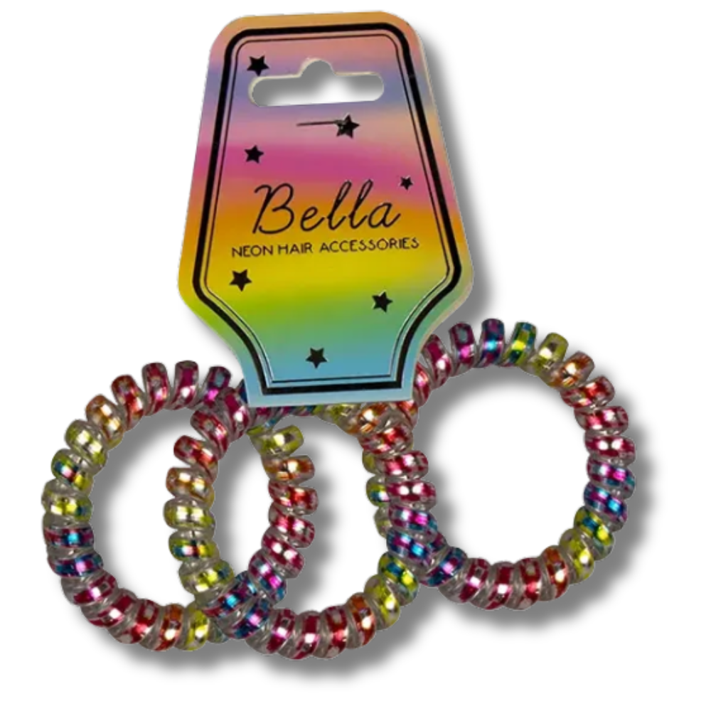 Bella Neon Hair Accessories Spiralstrikker 3pk Div.Typer