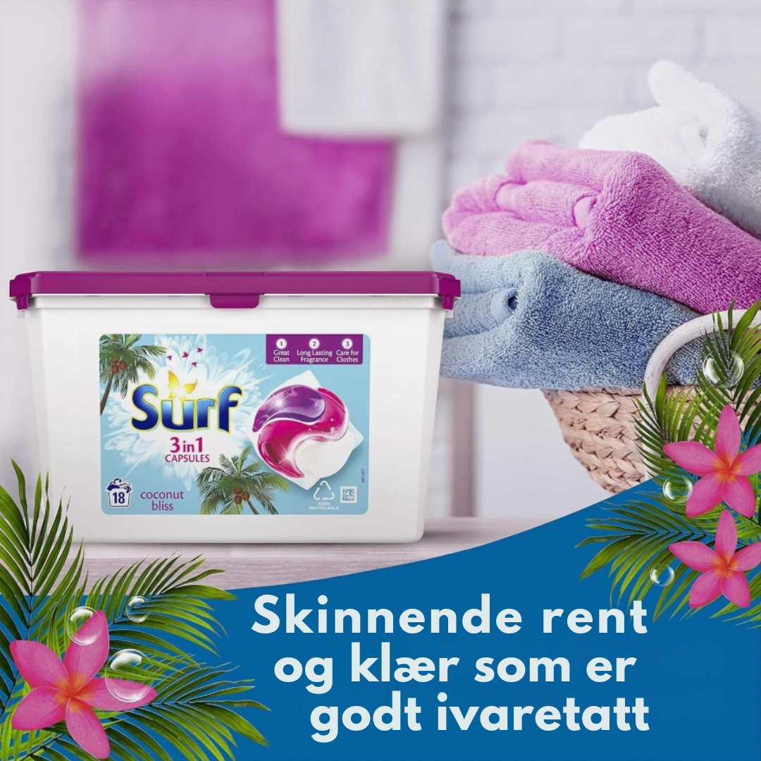 Surf 3-i-1 Capsules Coconut Bliss 18w