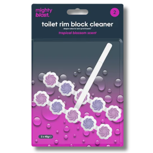 Mighty Blast Toilet Rim Block Cleaner Tropical Blossom 2x45g