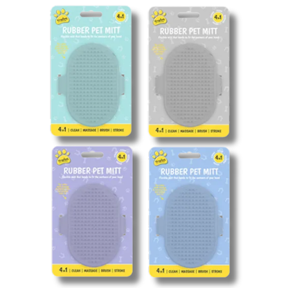 Kingdom 4in1 Rubber Pet Mitt Div.Farger