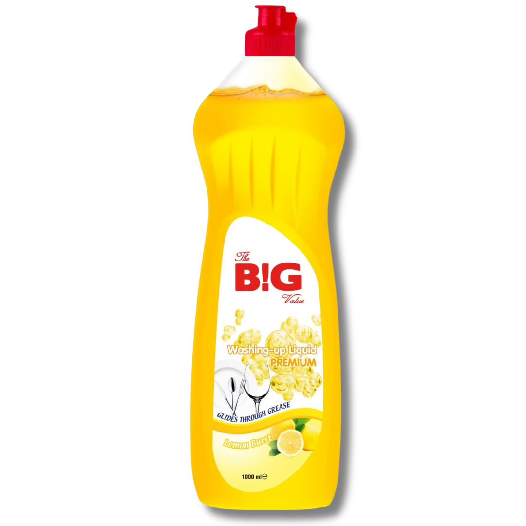 The Big Value Premium Washing Up Liquid Lemon Burst 1L