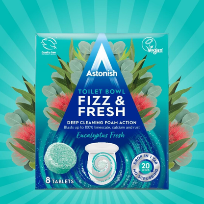 Astonish Fizz & Fresh Toilet Bowl Cleaner Tablets Eucalyptus Fresh 8pk