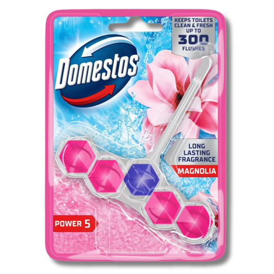 Domestos Power 5 Toilet Rim Block Pink Magnolia 55g