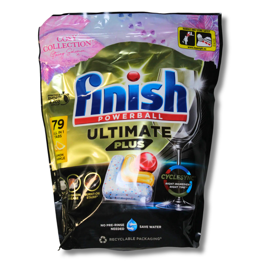 Finish Powerball Ultimate Plus Dishwasher Capsules Lemon Stacey Solomon Collection 79pk