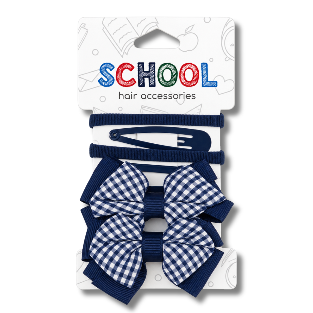 School Hair Accessories Hårpynt m/Sløyfer, Hårstrikker & Hårspenner 6pk Div.Farger