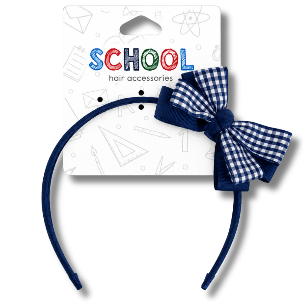 School Hair Accessories Hårbøyle med Rutete Sløyfe 1pk Div.Farger
