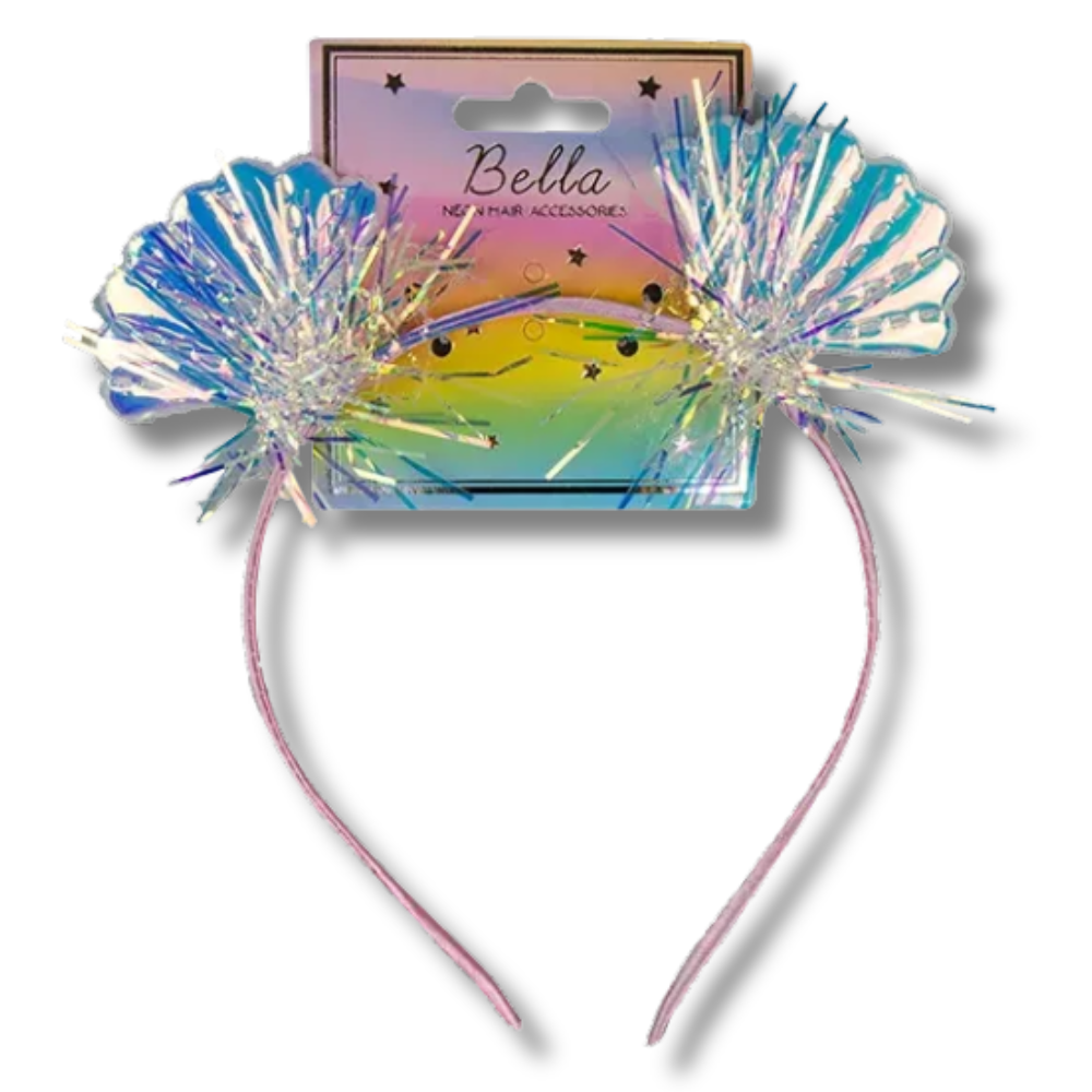 Bella Neon Hair Accessories Hårbøyle med Skjell og Glitter