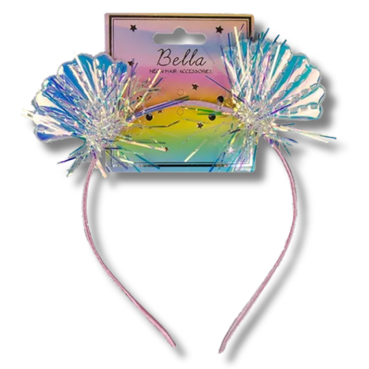 Bella Neon Hair Accessories Hårbøyle med Skjell og Glitter