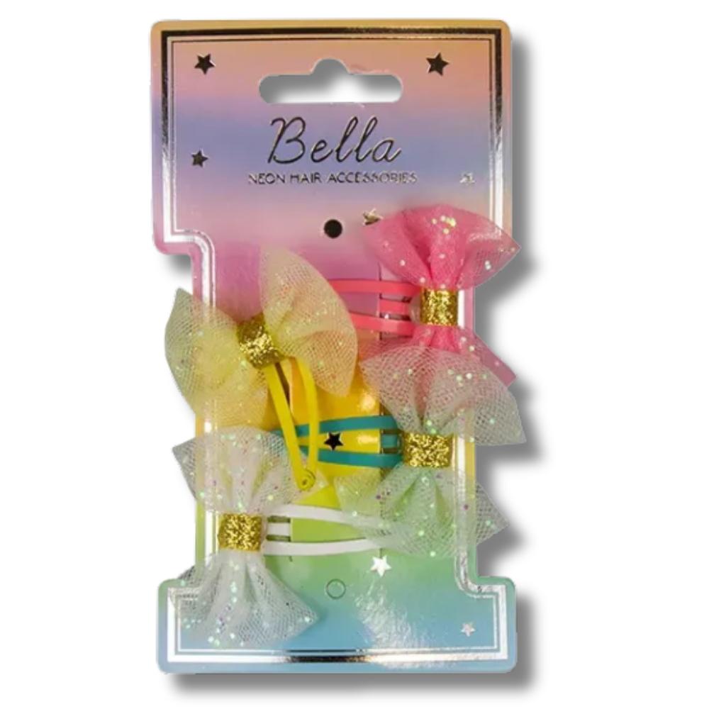 Bella Neon Hair Accessories Hårspenner 4pk Div.Typer