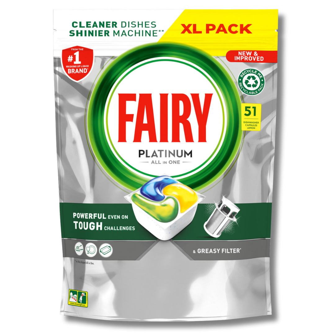 Fairy Platinum All In One Dishwasher Tablets Lemon 51pk