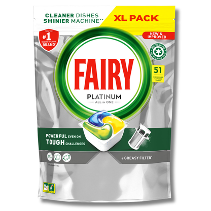 Fairy Platinum All In One Dishwasher Tablets Lemon 51pk
