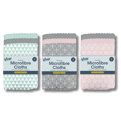 Vivid Pastel Mikrofiberkluter 30x30cm 3pk