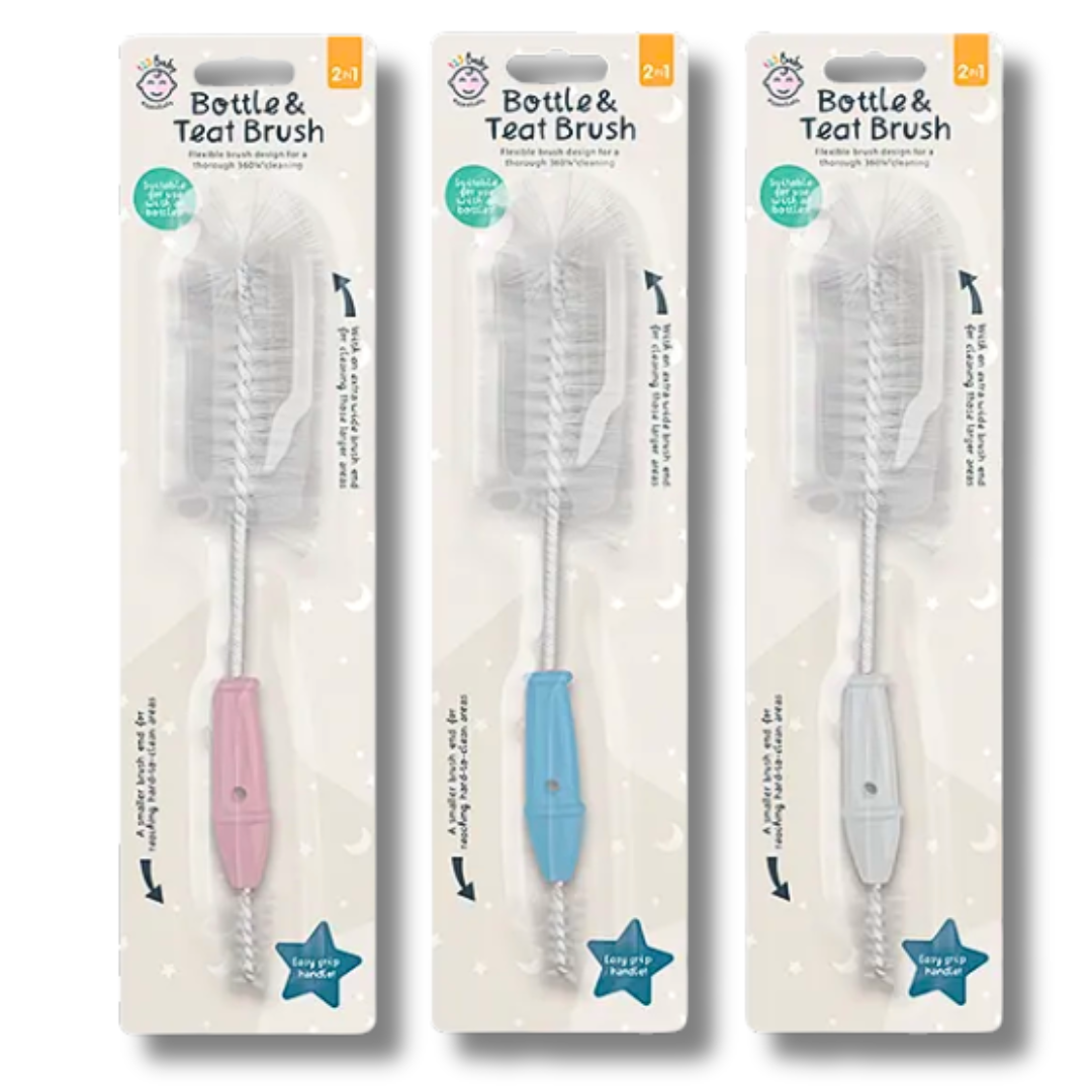 123 Baby 2-in-1 Bottle & Teat Brush 26cm Div.Farger