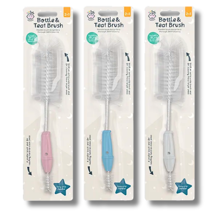 123 Baby 2-in-1 Bottle & Teat Brush 26cm Div.Farger