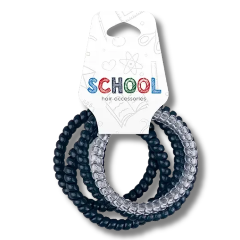 School Hair Accessories Spiralhårstrikker 5pk Div.Farger