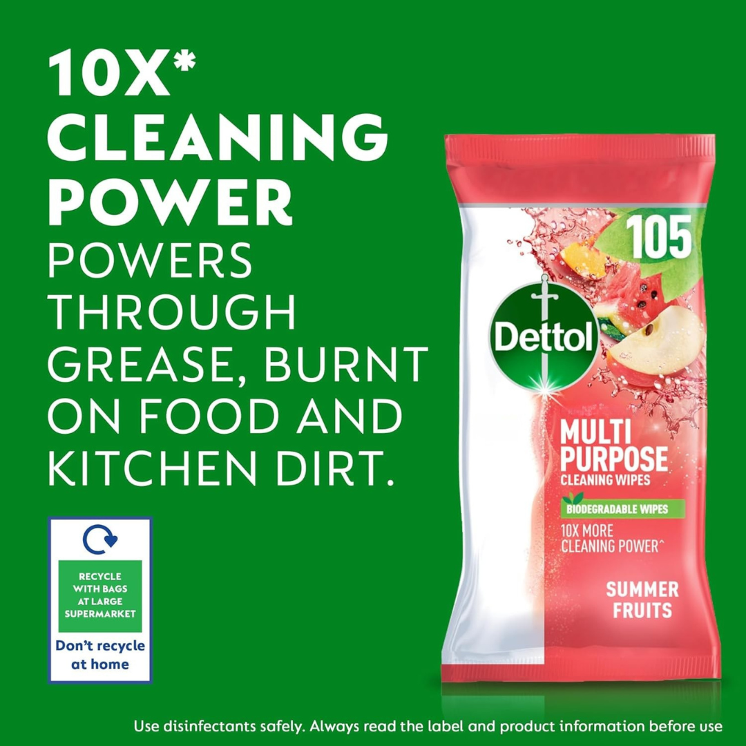 Dettol Multipurpose Wipes Summer Fruits 105pk