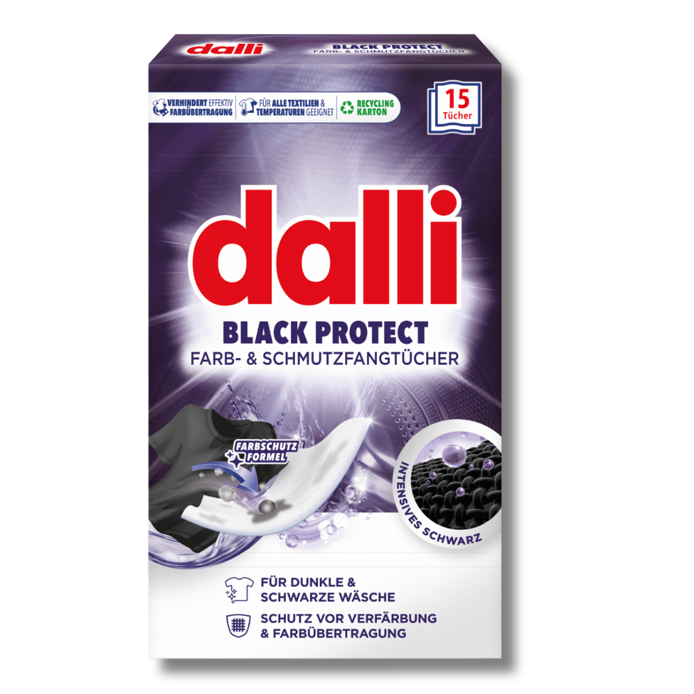 Dalli Black Protect Fargefangende Vaskeark for Mørke Klær – 15 stk