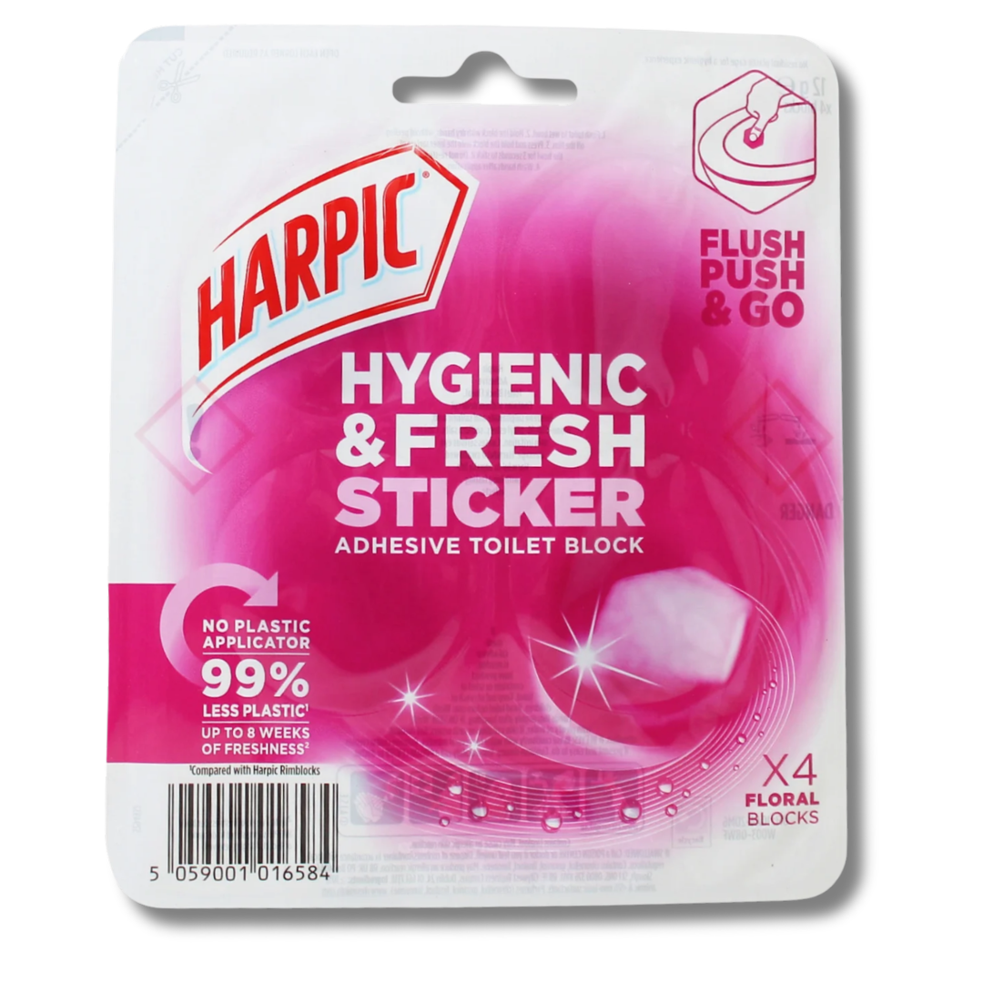 Harpic Hygienic & Fresh Sticker Toilet Block Floral 4x12g