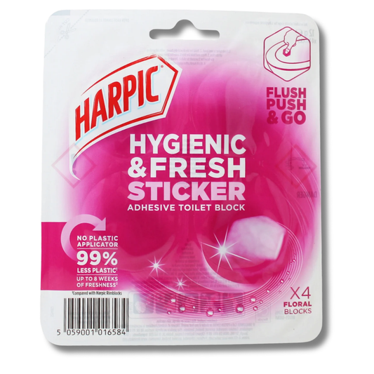 Harpic Hygienic & Fresh Sticker Toilet Block Floral 4x12g