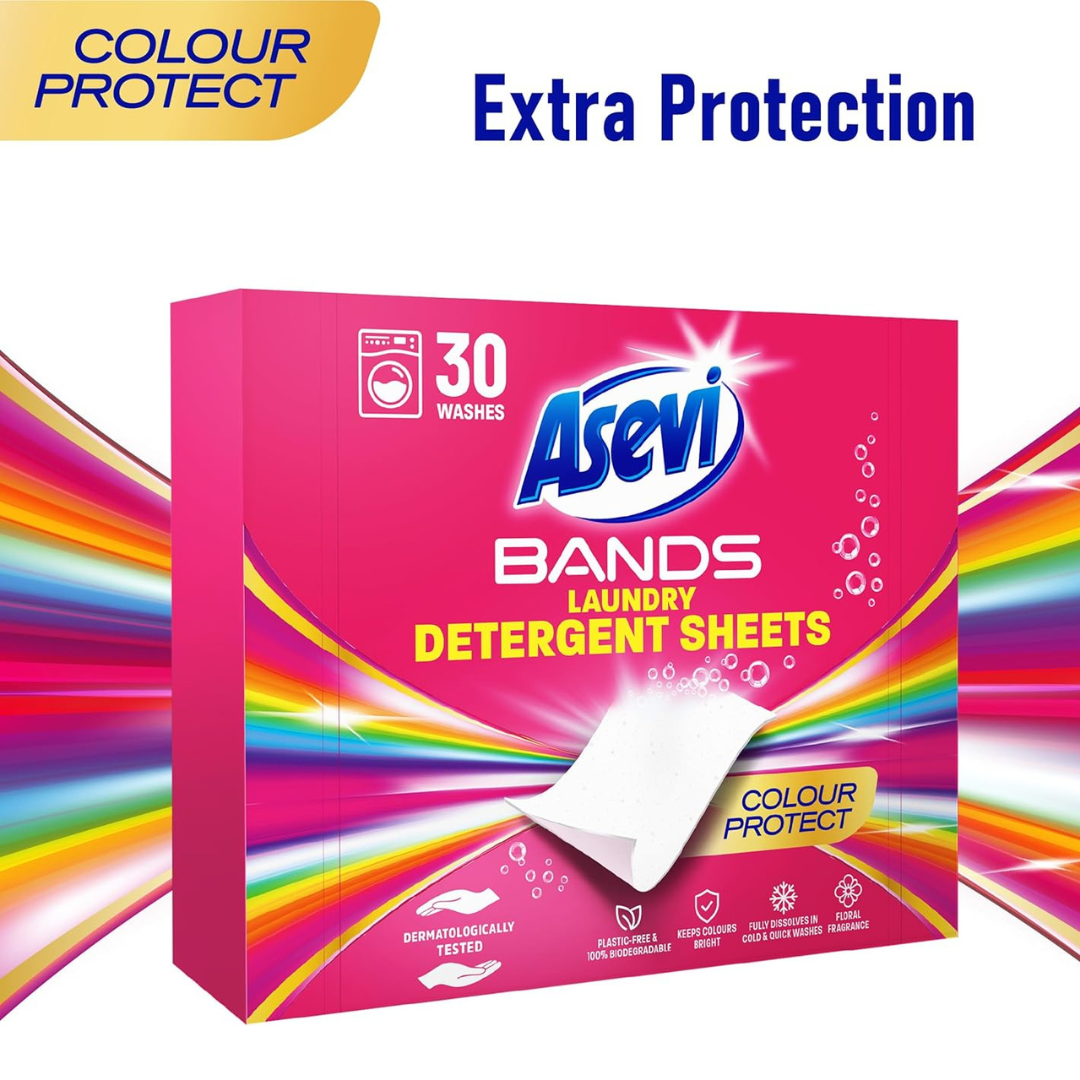 Asevi Bands Colour Protect Laundry Detergent Sheets 30pk