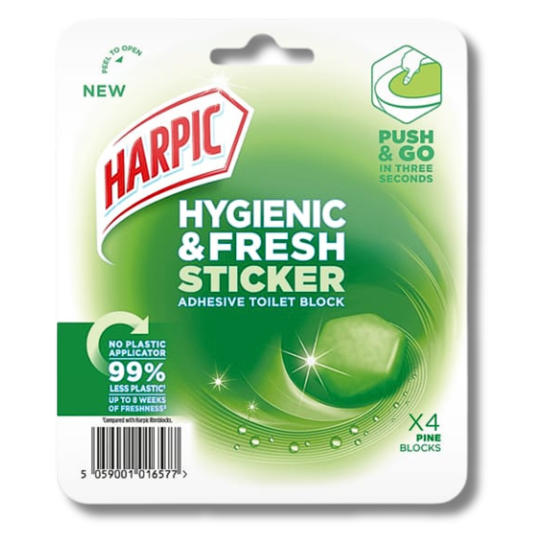 Harpic Hygienic & Fresh Sticker Toilet Block Pine 4x12g