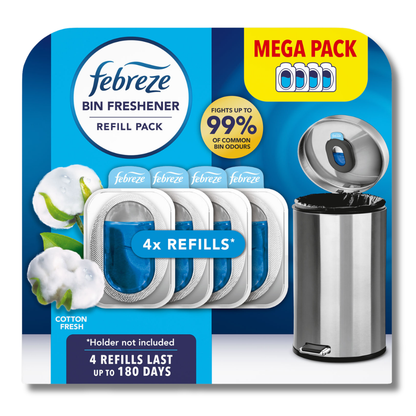 Febreze Bin Freshener Refill Pack Cotton Fresh 4pk