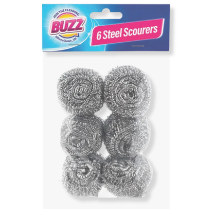 Buzz Stainless Steel Scourers 6pk