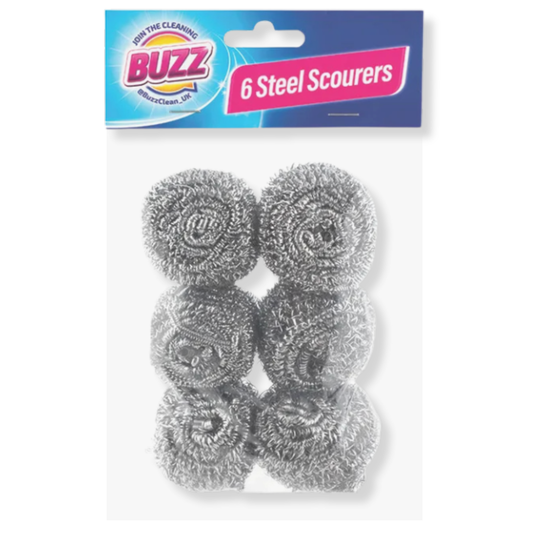 Buzz Stainless Steel Scourers 6pk