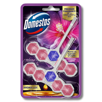 Domestos Power 5 Toilet Rim Block Aroma Lux Hibiscus 2x50g