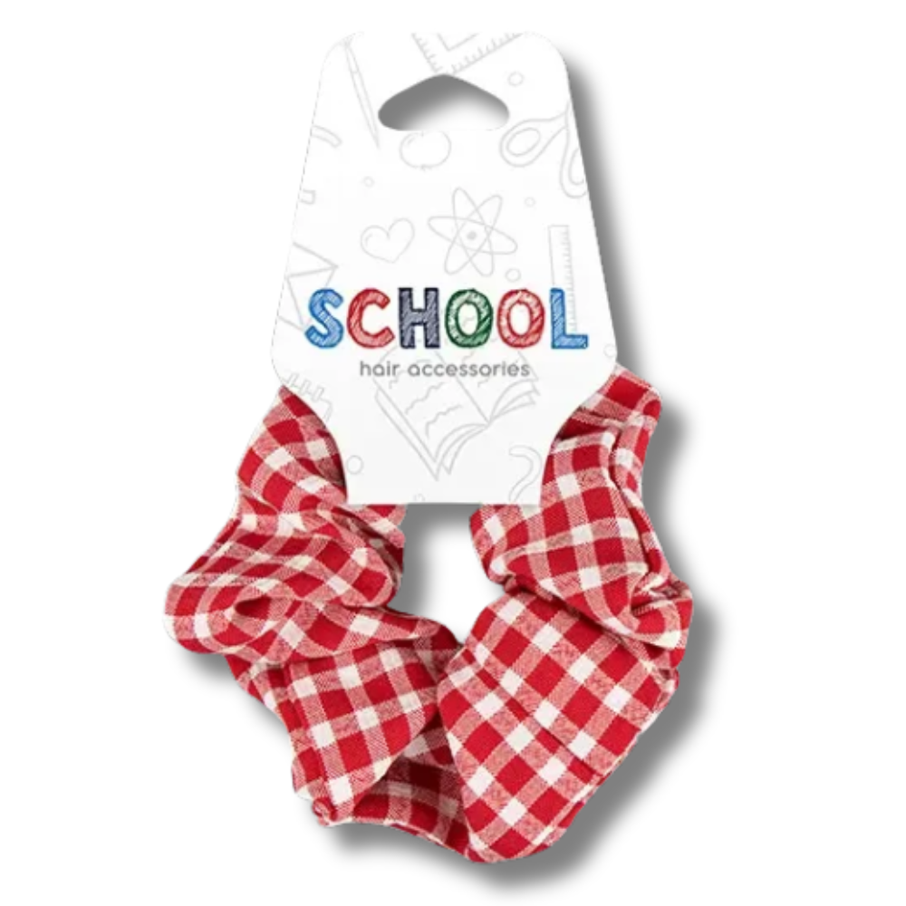 School Hair Accessories Rutete Scrunchie Hårstrikk 1pk Div.Farger