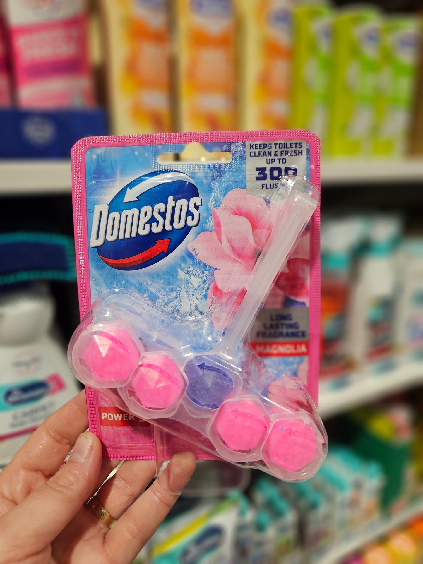 Domestos Power 5 Toilet Rim Block Pink Magnolia 55g