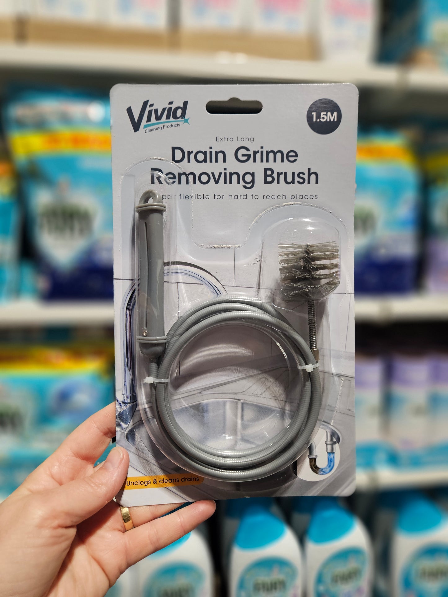 Vivid Extra Long Drain Grime Removing Brush 1.5m