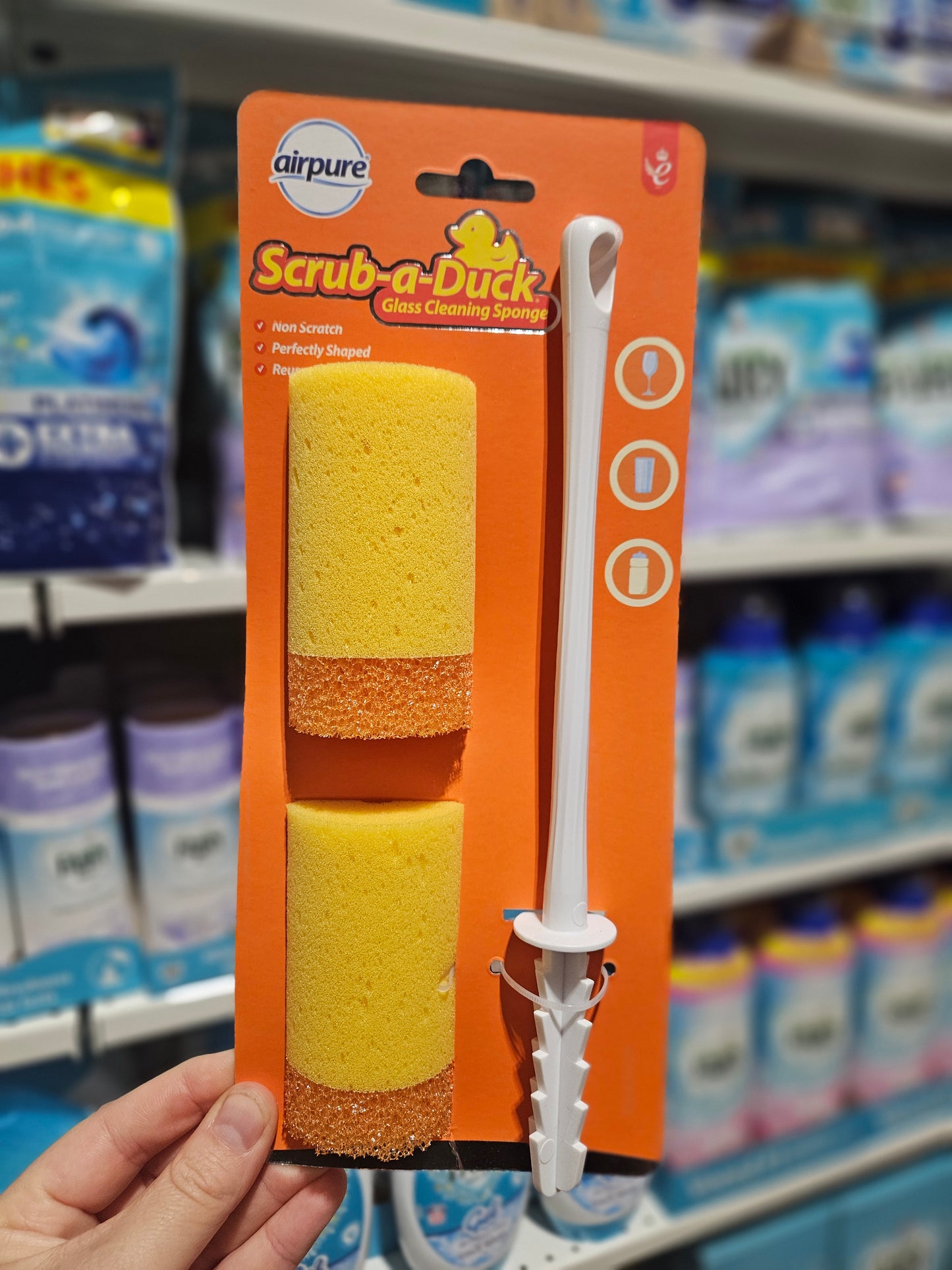 Airpure Scrub-a-Duck Glass Cleaning Sponge w/Handle