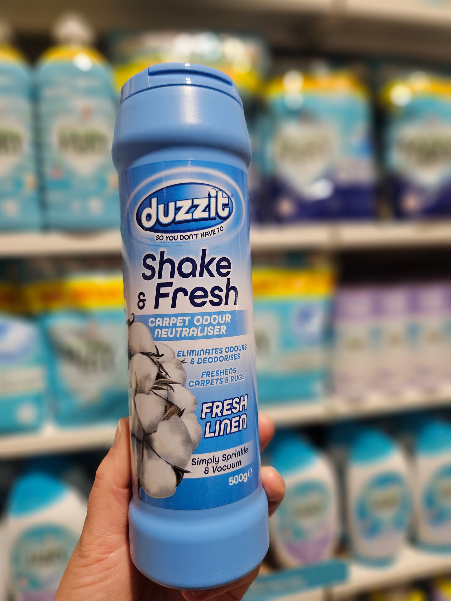 Duzzit Shake & Fresh Carpet Odour Neutraliser Fresh Linen 500g
