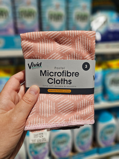 Vivid Pastel Mikrofiberkluter 30x30cm 3pk