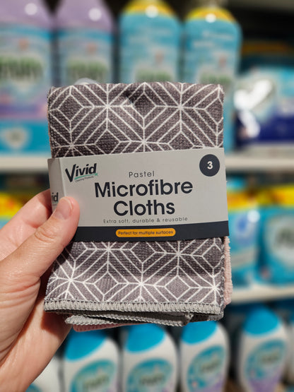Vivid Pastel Mikrofiberkluter 30x30cm 3pk
