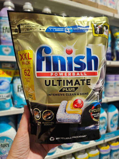 Finish Powerball Ultimate Plus Dishwasher Capsules Lemon Sparkle 62pk
