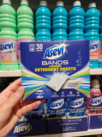 Asevi Bands Power Fresh Laundry Detergent Sheets 30pk