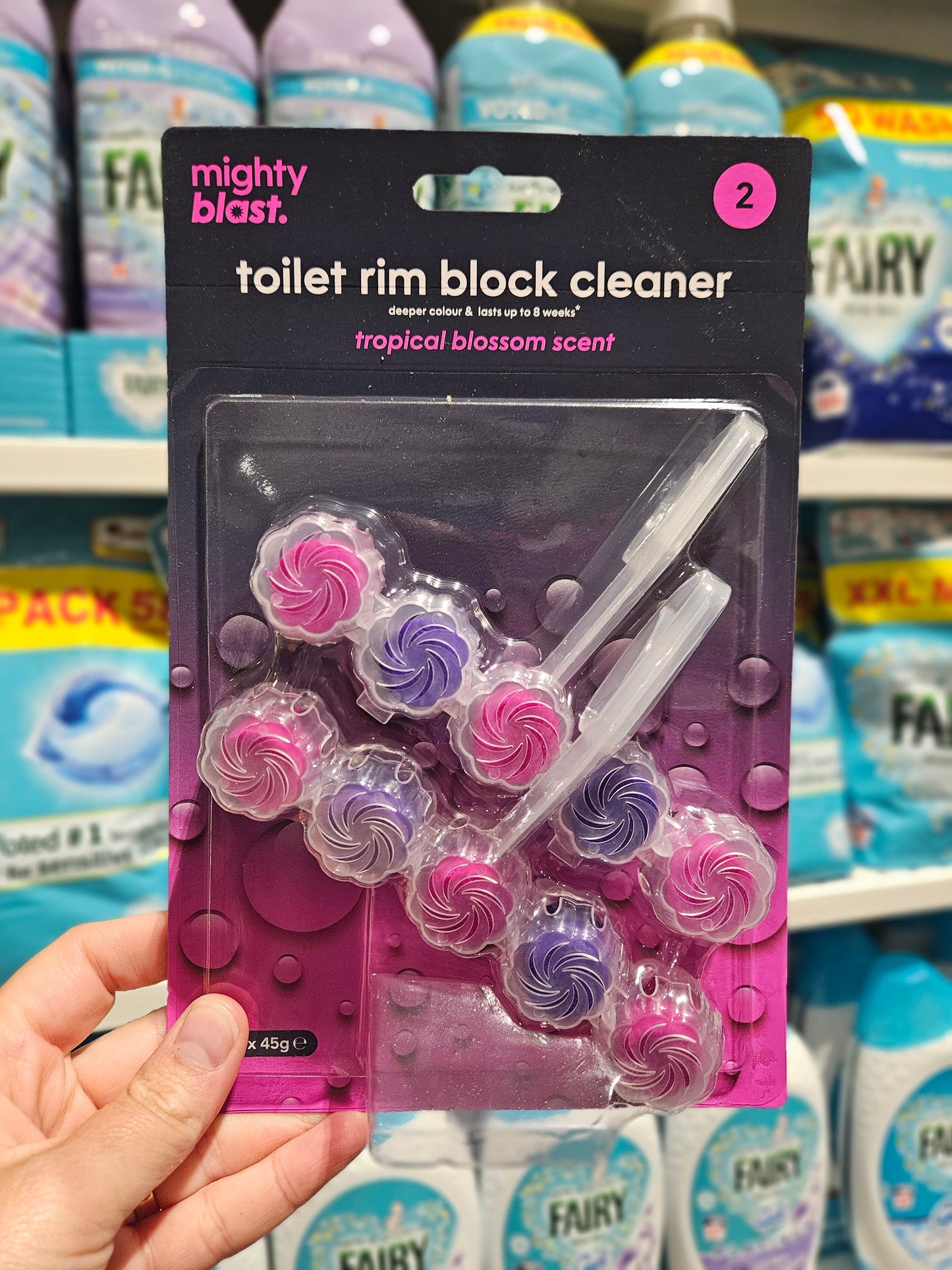 Mighty Blast Toilet Rim Block Cleaner Tropical Blossom 2x45g