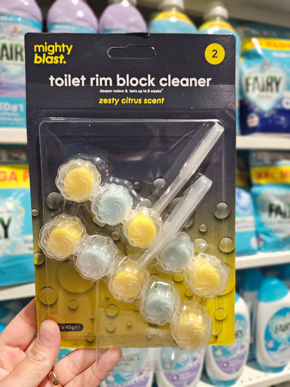 Mighty Blast Toilet Rim Block Cleaner Zesty Citrus 2x45g