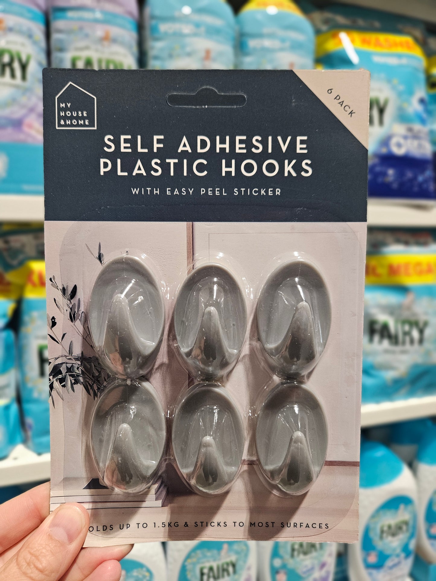 My House & Home Selvklebende Plastkroker 6pk