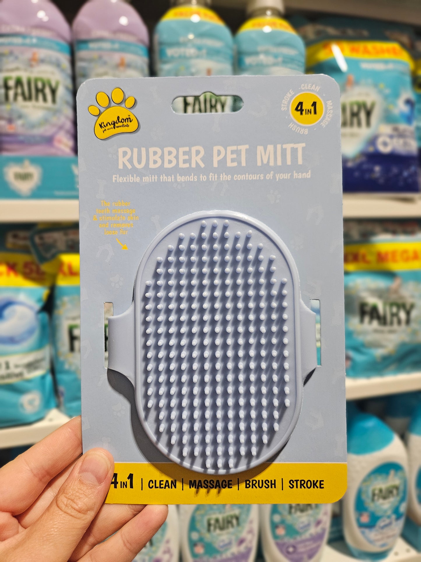 Kingdom 4in1 Rubber Pet Mitt Div.Farger