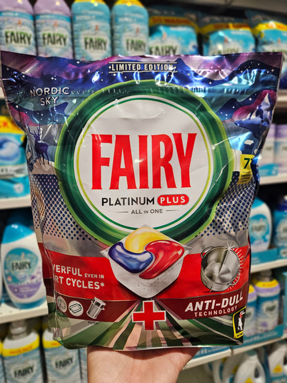 Fairy Platinum Plus All in One Dishwasher Capsules Nordic Sky 77w